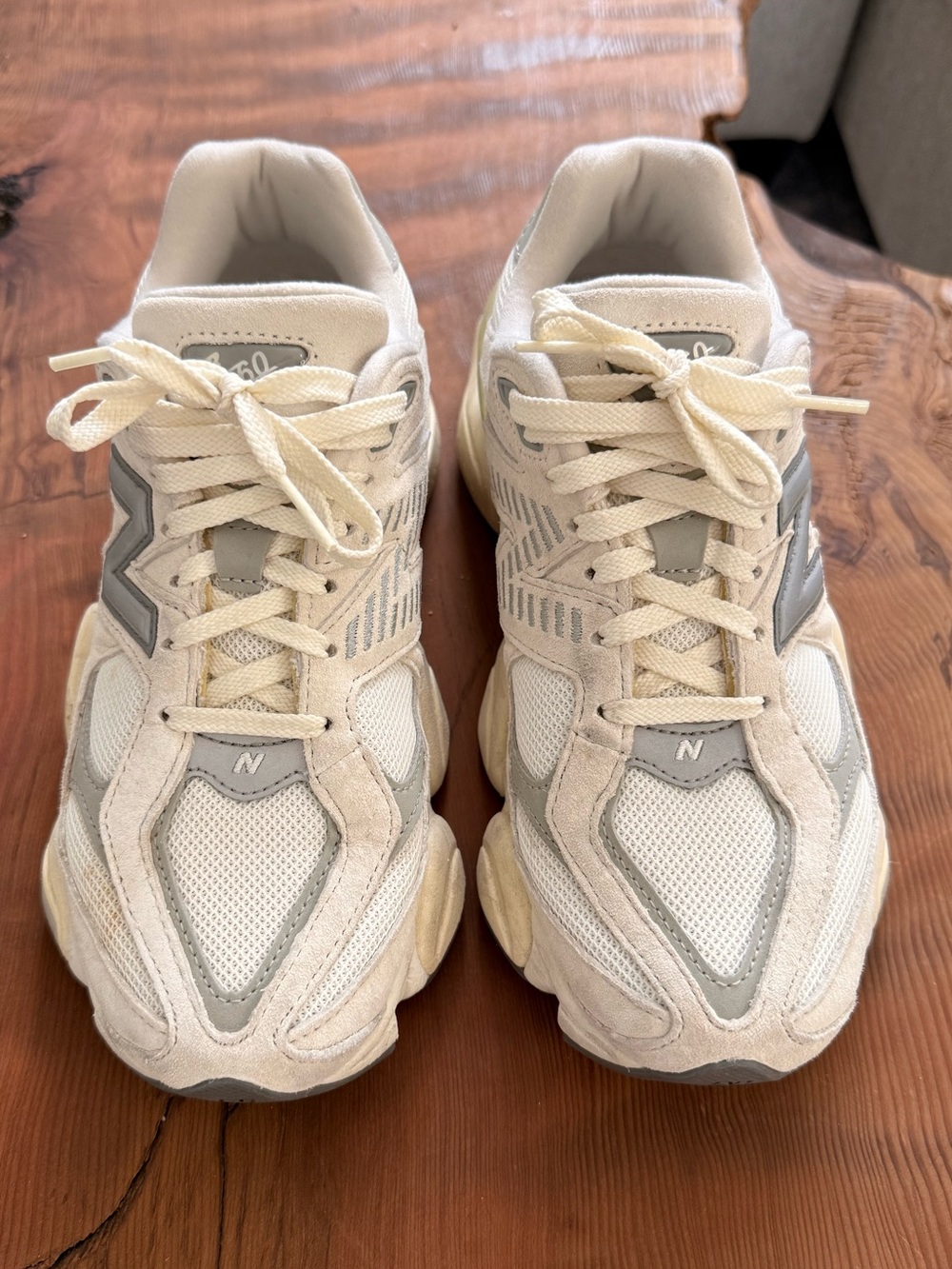 New Balance 9060 Sea Salt with Concrete and Silver Metallic Shoes
